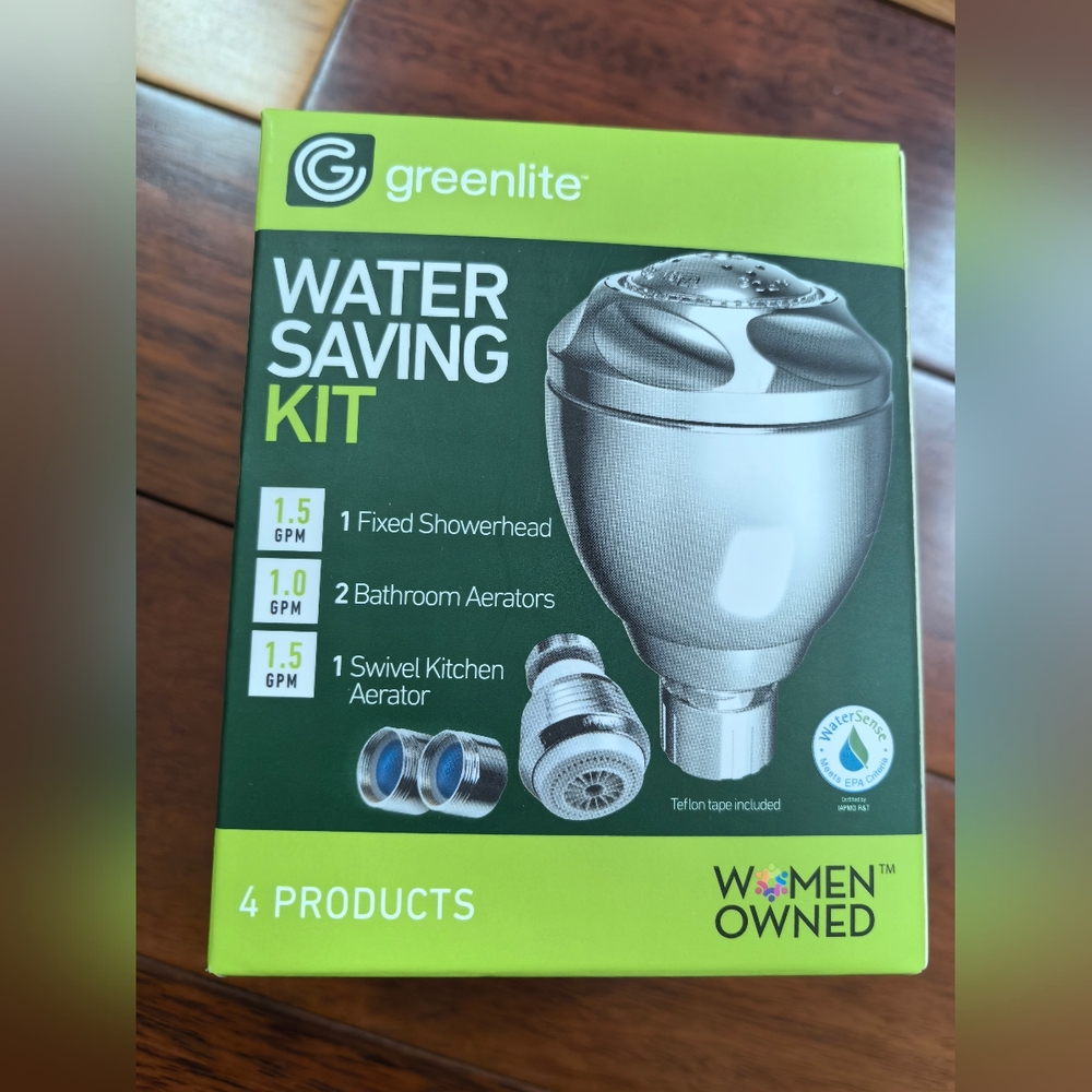 greenlite High Efficiency Water Saving Kit Fixed Chrome Showerhead – 1.5GPM
